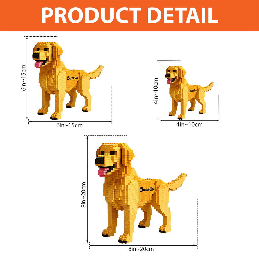 Verwandelt sich in einen Baustein – personalisierte Acrylplakette in Hundeform