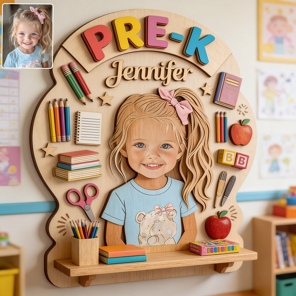 Zurück zur Schule - Personalisierte Kinder Holz Wandregal