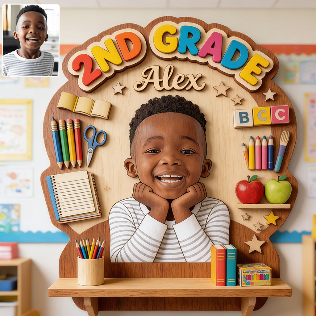 Zurück zur Schule - Personalisierte Kinder Holz Wandregal