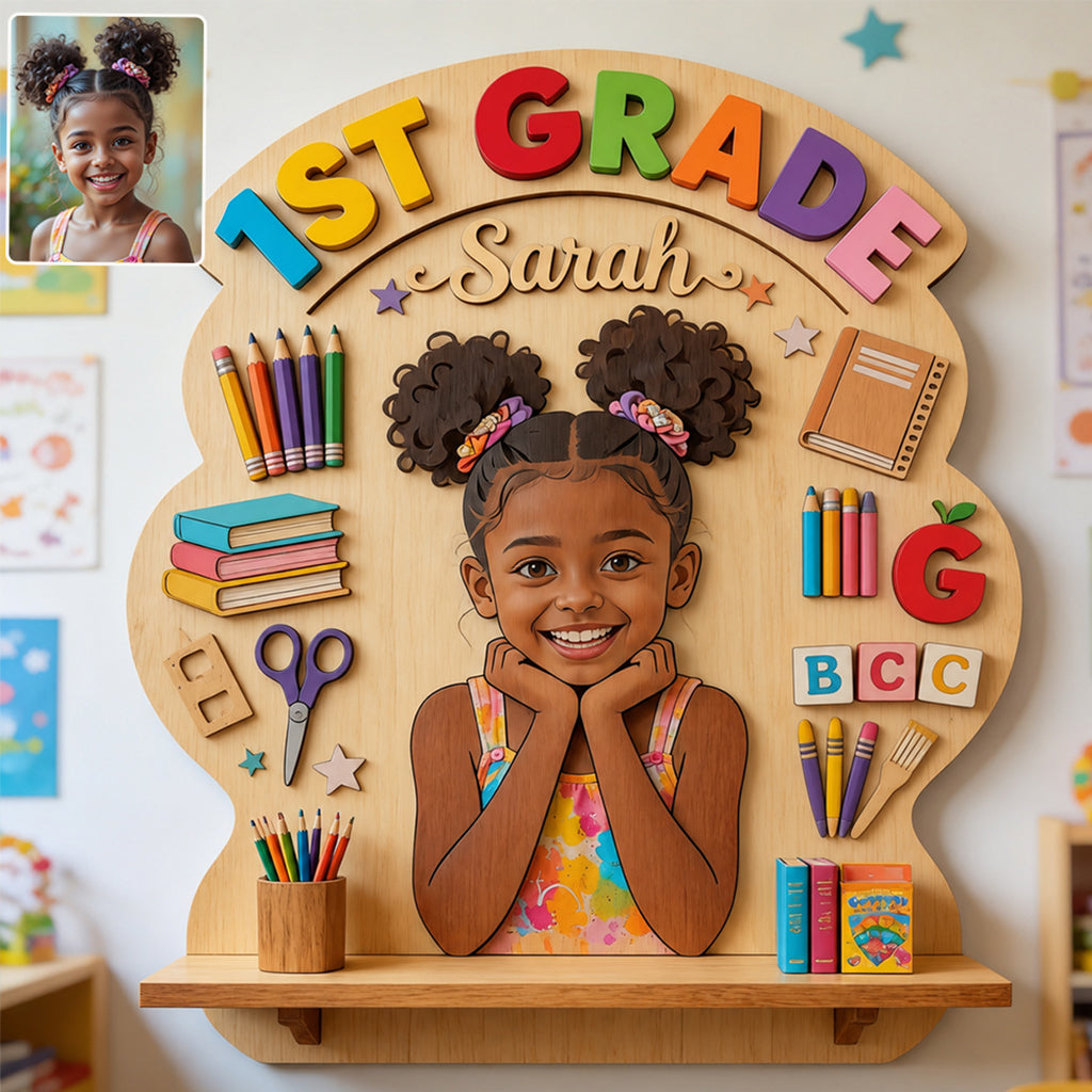 Zurück zur Schule - Personalisierte Kinder Holz Wandregal