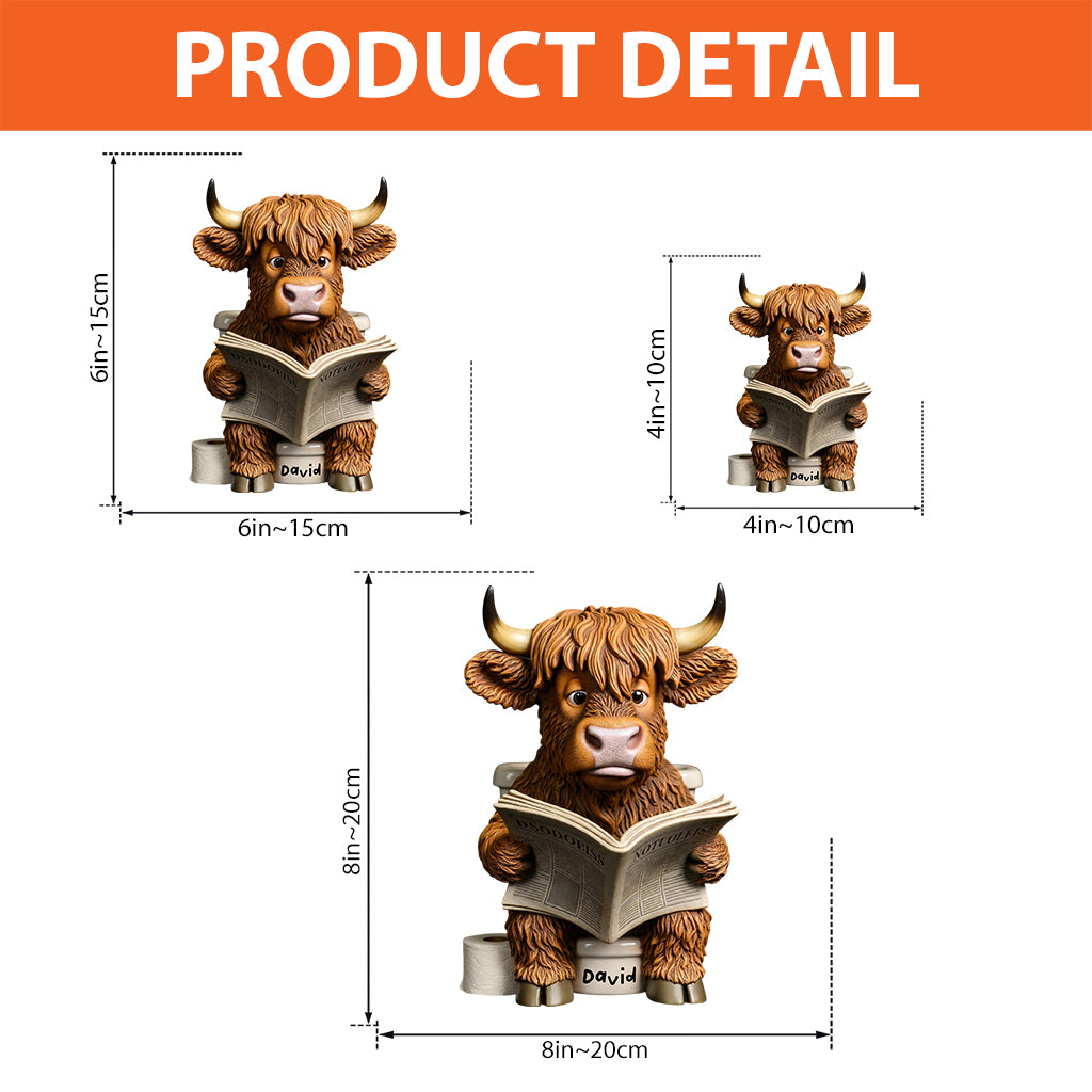 Witzige Badezimmerdeko – Toiletteneimer mit Hochlandkuh-Motiv – Personalisierte Acrylplakette in Hochlandkuh-Form