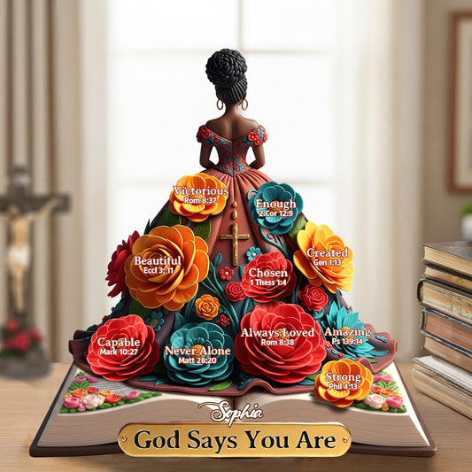 God Says You Are - Personalized African American Custom Shaped Acrylic Plaque