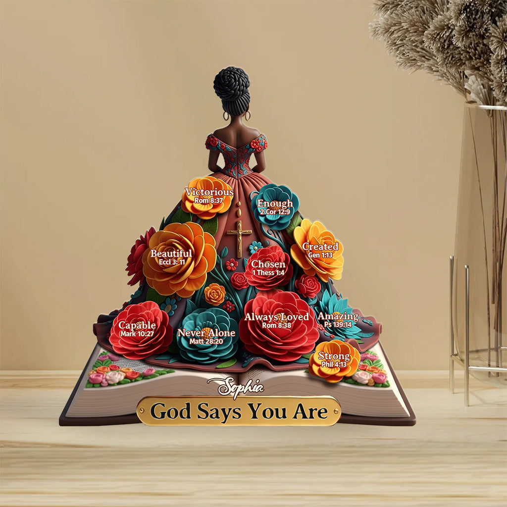 God Says You Are - Personalized African American Custom Shaped Acrylic Plaque