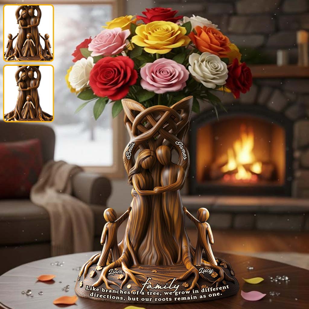 Our Roots Remain As One Perfect Gift For Your Family Members - Personalized Family Custom Shape Acrylic Flower Vase
