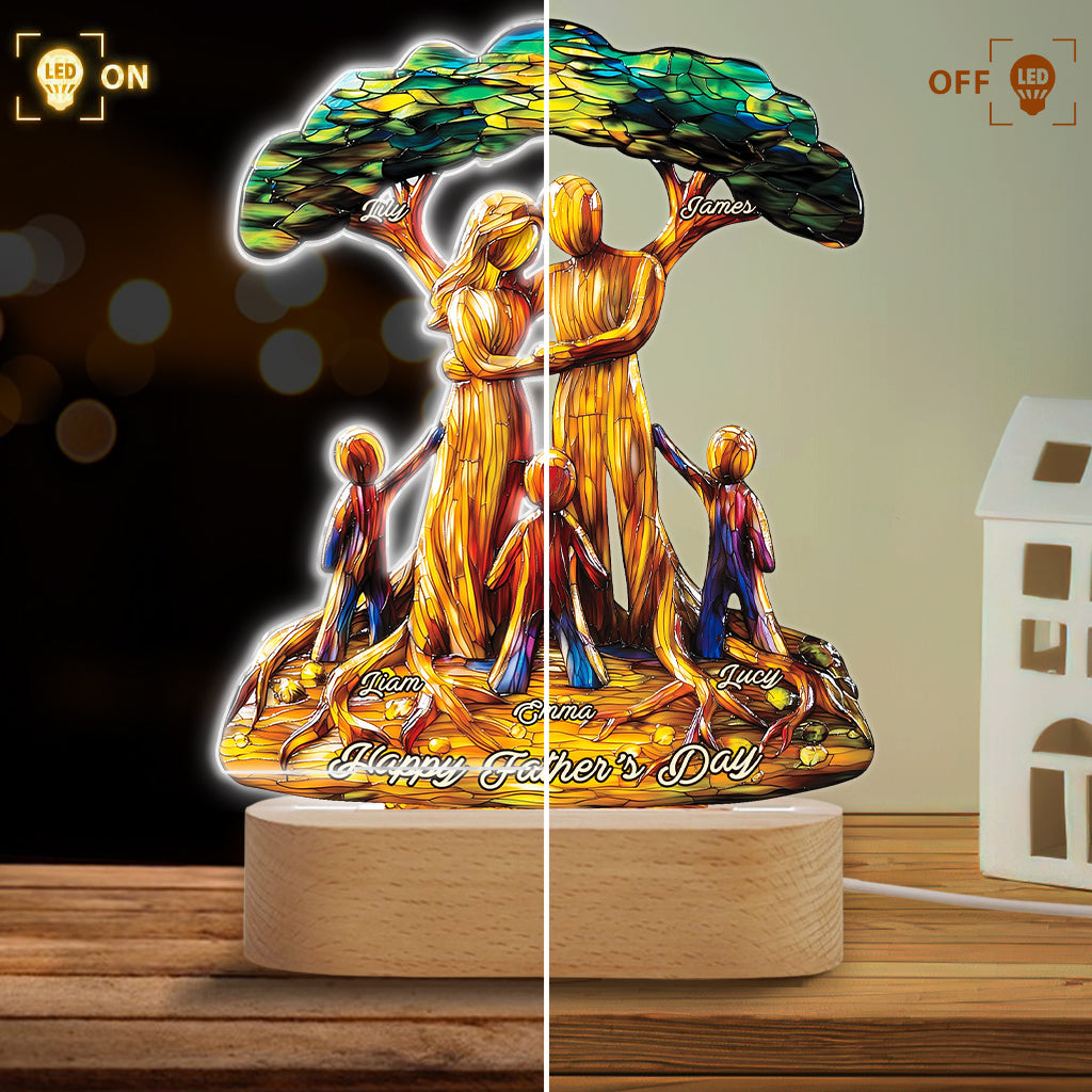 Für uns bist du die Welt – Personalisierte, vaterförmige Gedenktafel mit Leuchtfuß