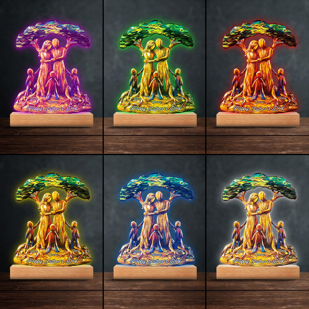 Für uns bist du die Welt – Personalisierte, vaterförmige Gedenktafel mit Leuchtfuß