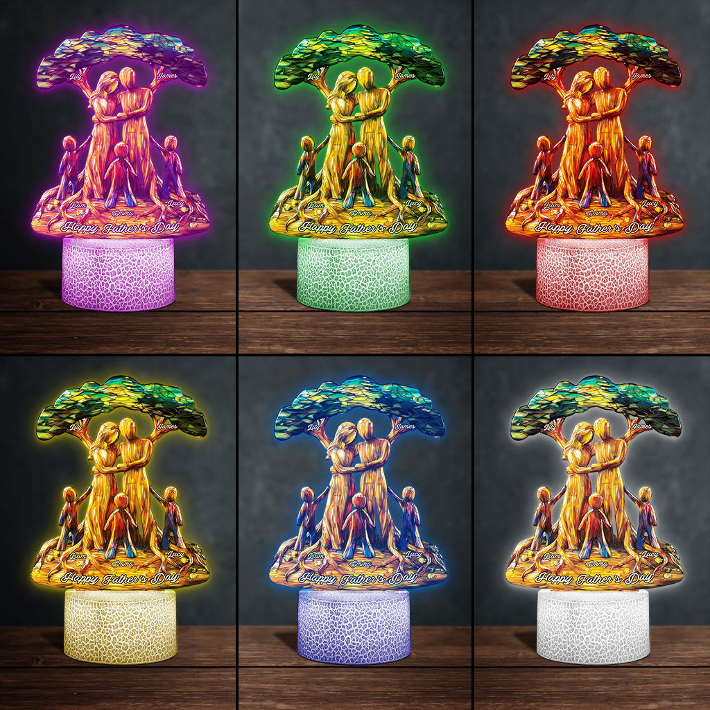 Für uns bist du die Welt – Personalisierte, vaterförmige Gedenktafel mit Leuchtfuß