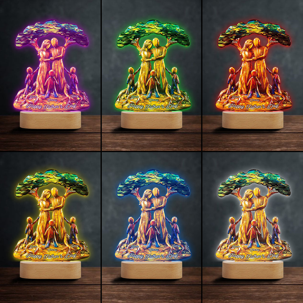 Für uns bist du die Welt – Personalisierte, vaterförmige Gedenktafel mit Leuchtfuß