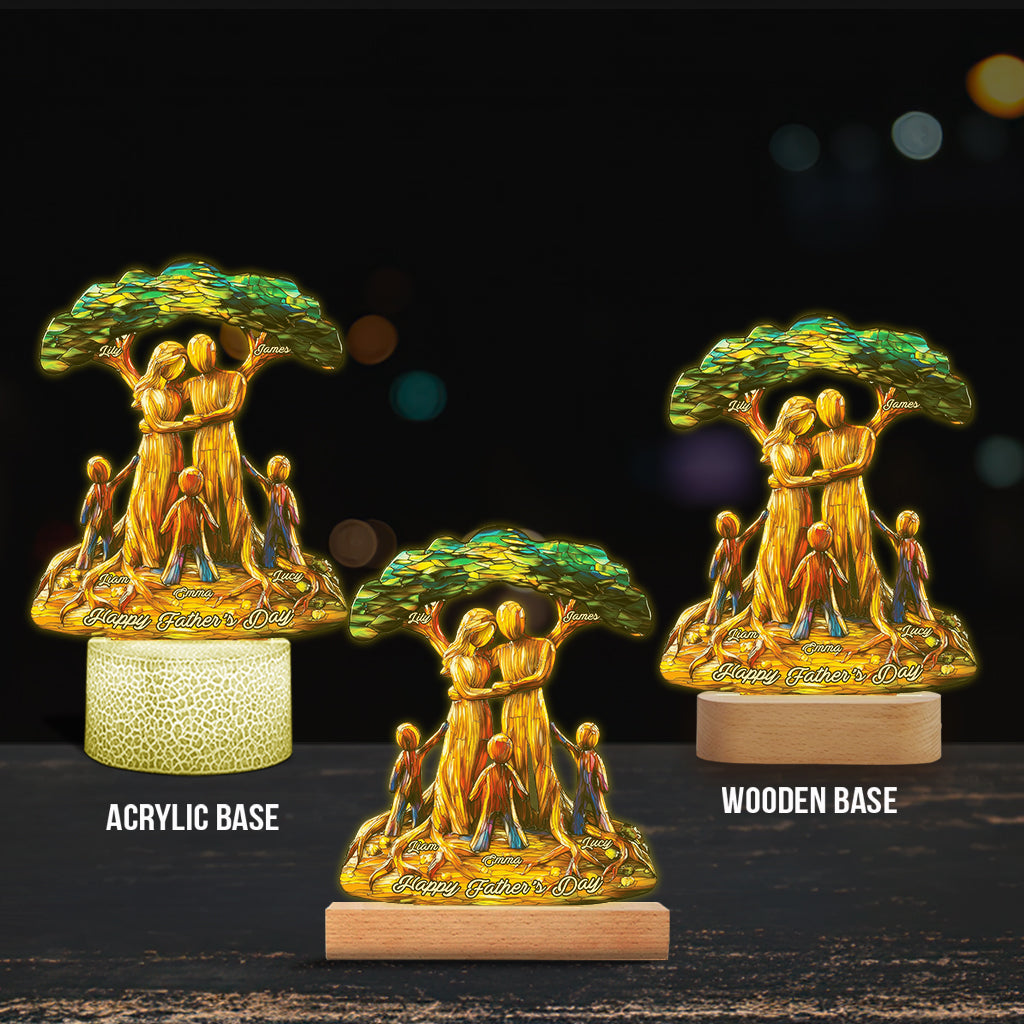 Für uns bist du die Welt – Personalisierte, vaterförmige Gedenktafel mit Leuchtfuß