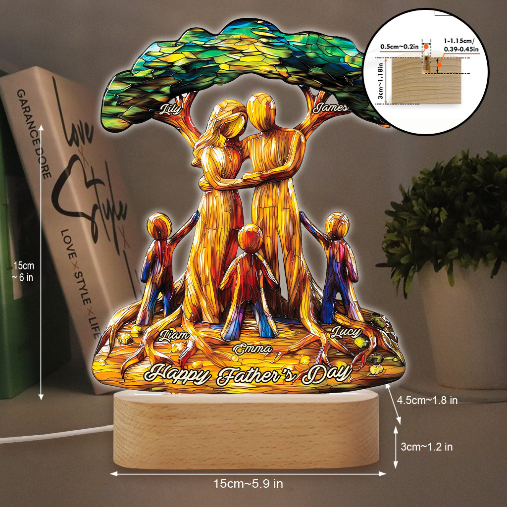 Für uns bist du die Welt – Personalisierte, vaterförmige Gedenktafel mit Leuchtfuß