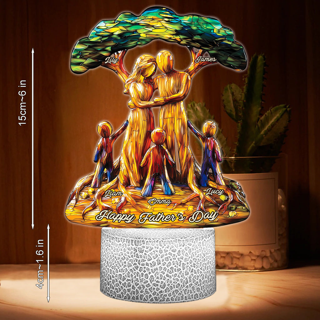 Für uns bist du die Welt – Personalisierte, vaterförmige Gedenktafel mit Leuchtfuß