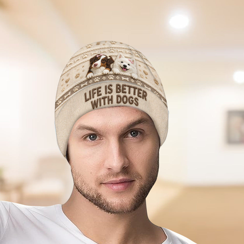 Life Is Better With Pets - Personalized Dog Beanie Hat