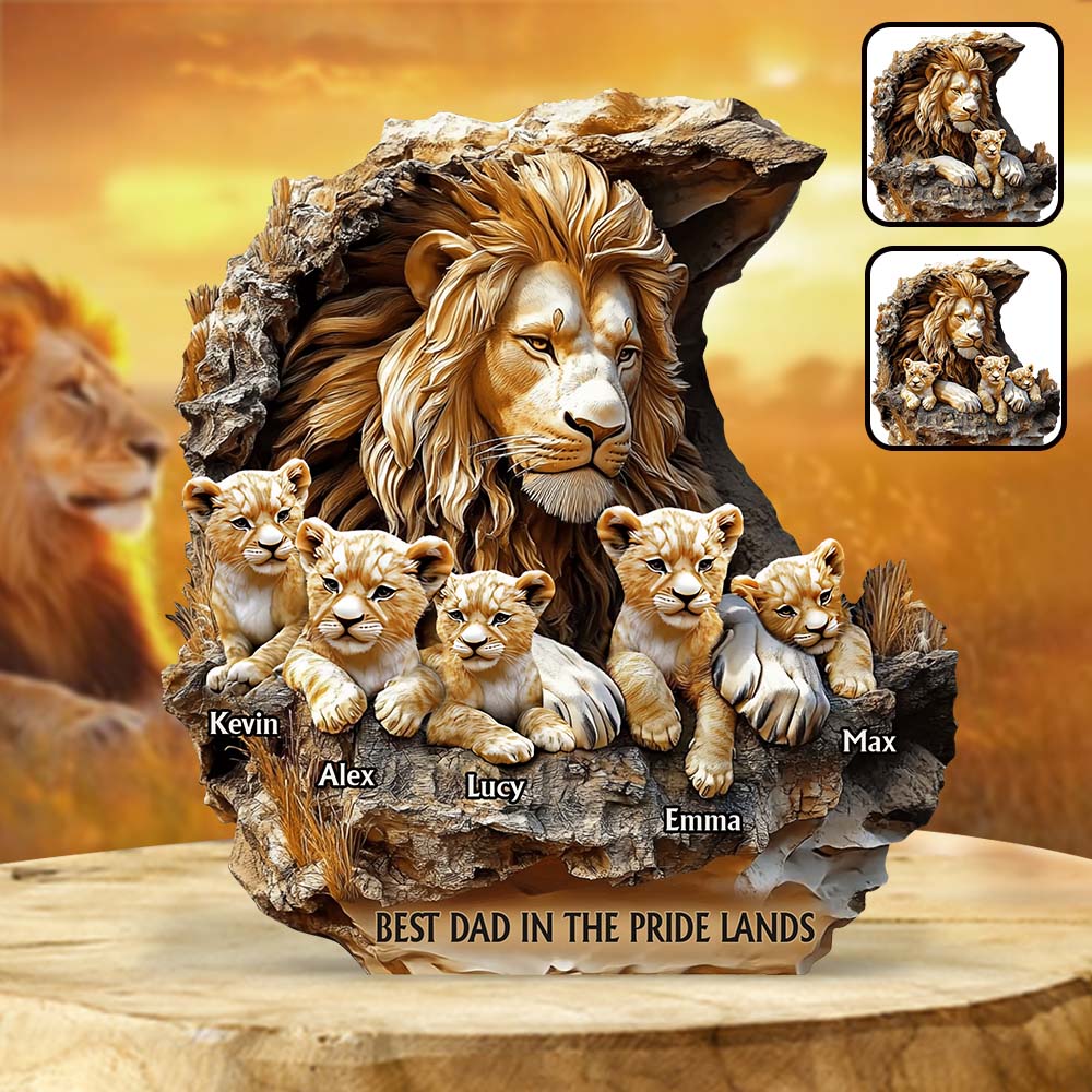 Papa Lion - Personalized Father Custom Shaped Acrylic Plaque
