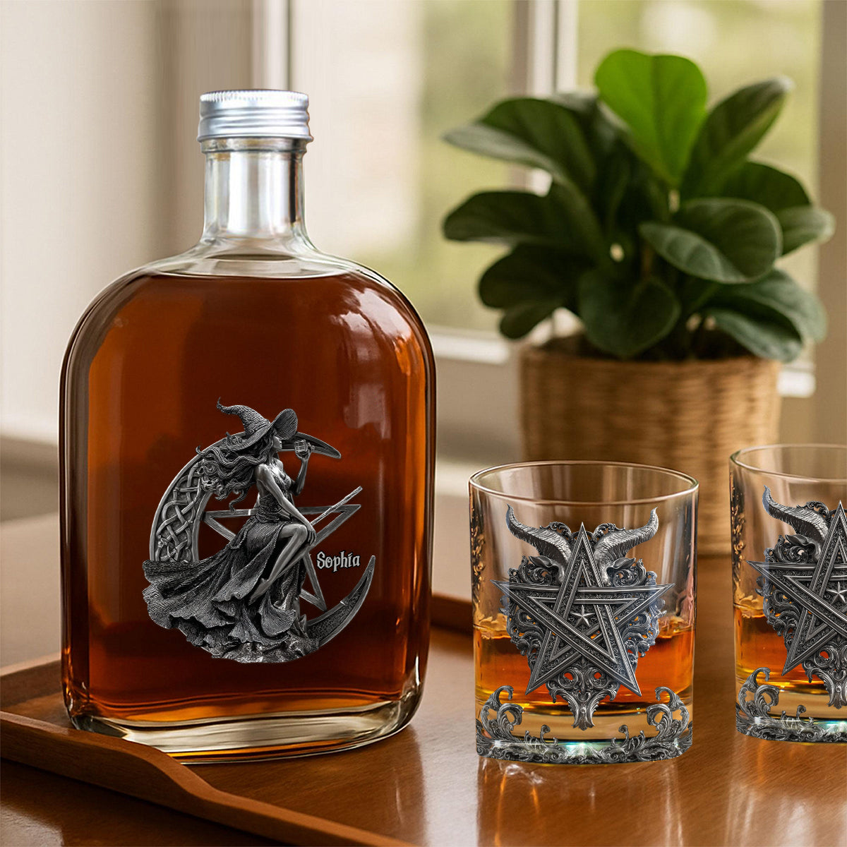 Der Hexenweg zum Whisky – Personalisierte Whiskyflasche und Glas