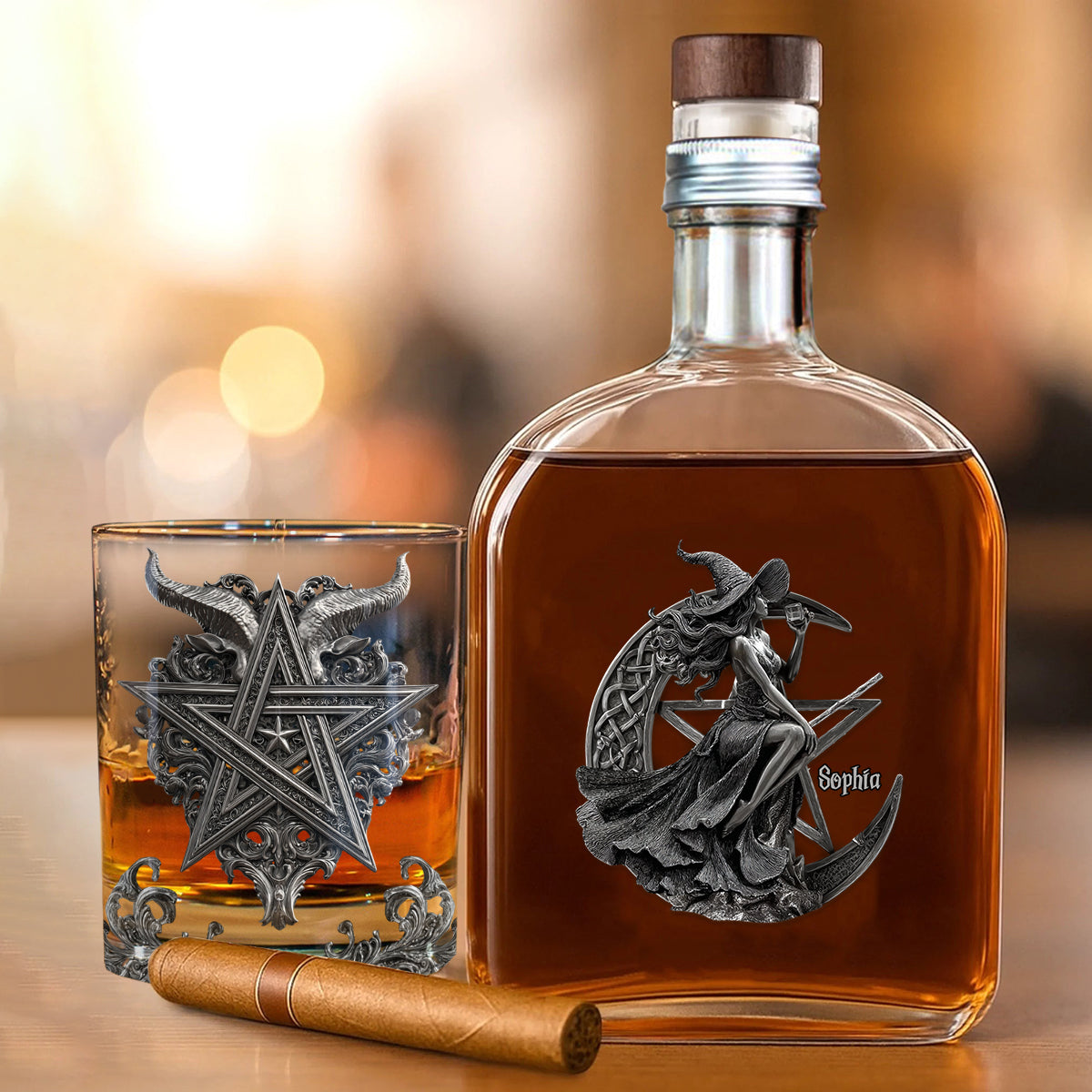 Der Hexenweg zum Whisky – Personalisierte Whiskyflasche und Glas