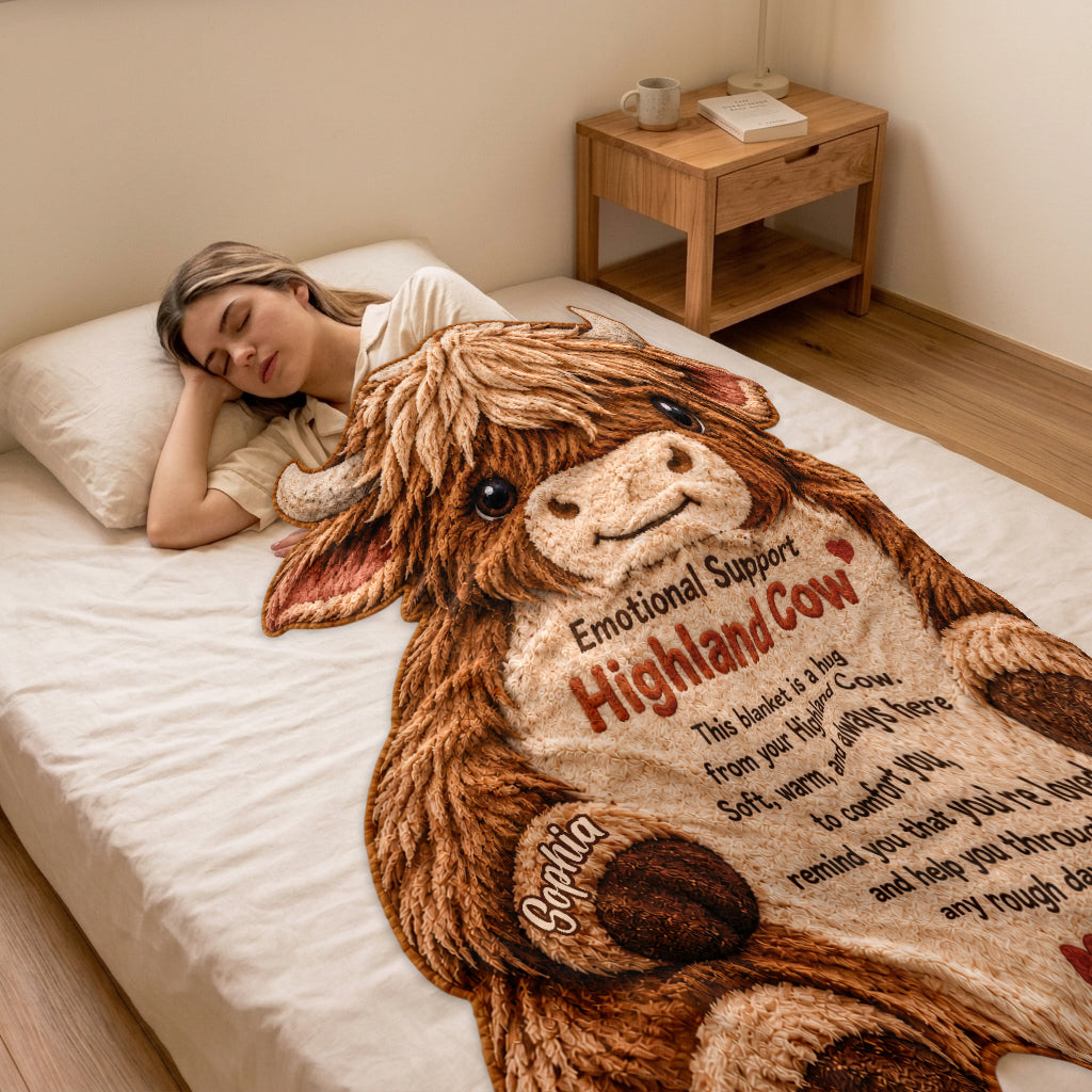 Du machst das großartig! Süße Hochlandkuh - Personalisierte Hochlandkuh-förmige Fleece-Decke