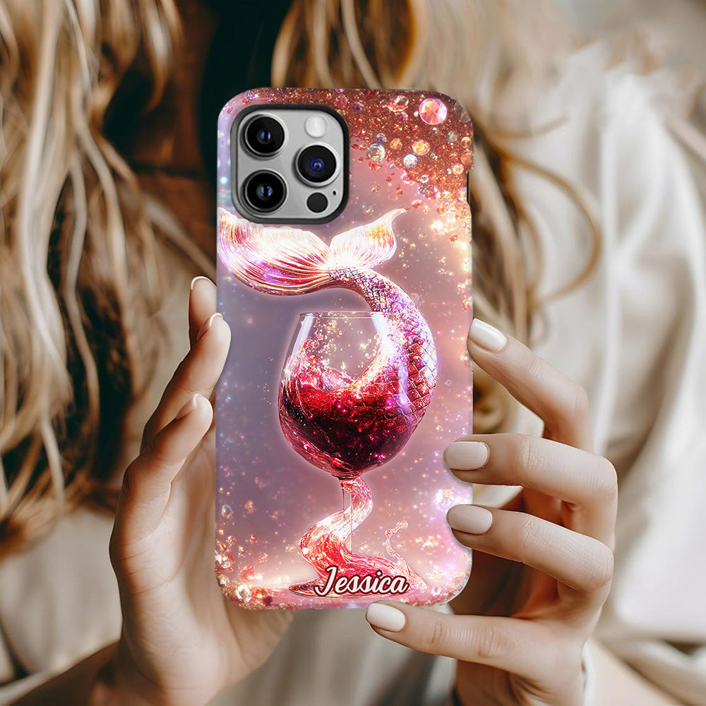 Ich trinke wie ein Fisch, ich bin eine Meerjungfrau – Personalisierte Handyhülle mit Weinmotiv
