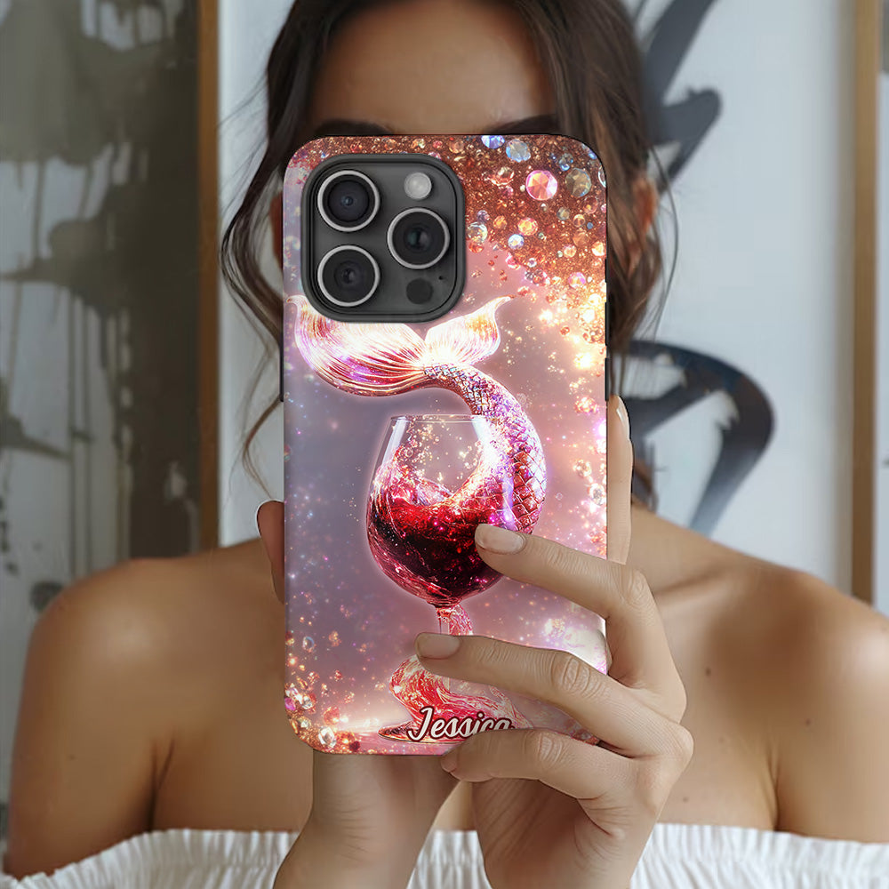 Ich trinke wie ein Fisch, ich bin eine Meerjungfrau – Personalisierte Handyhülle mit Weinmotiv