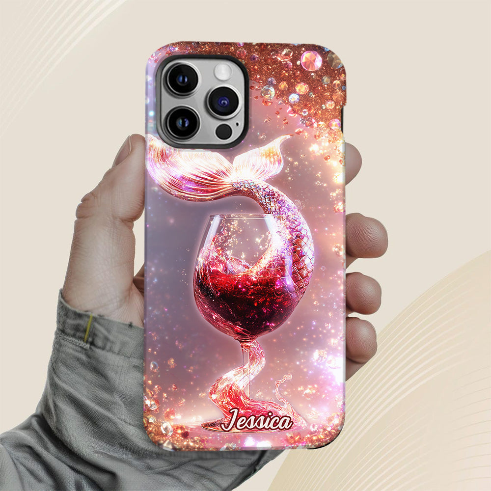 Ich trinke wie ein Fisch, ich bin eine Meerjungfrau – Personalisierte Handyhülle mit Weinmotiv