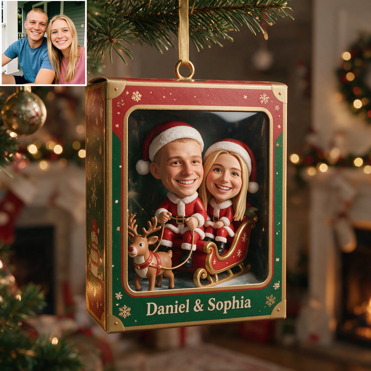 We're In a Sleigh - Personalized Couple Acrylic Box Ornament