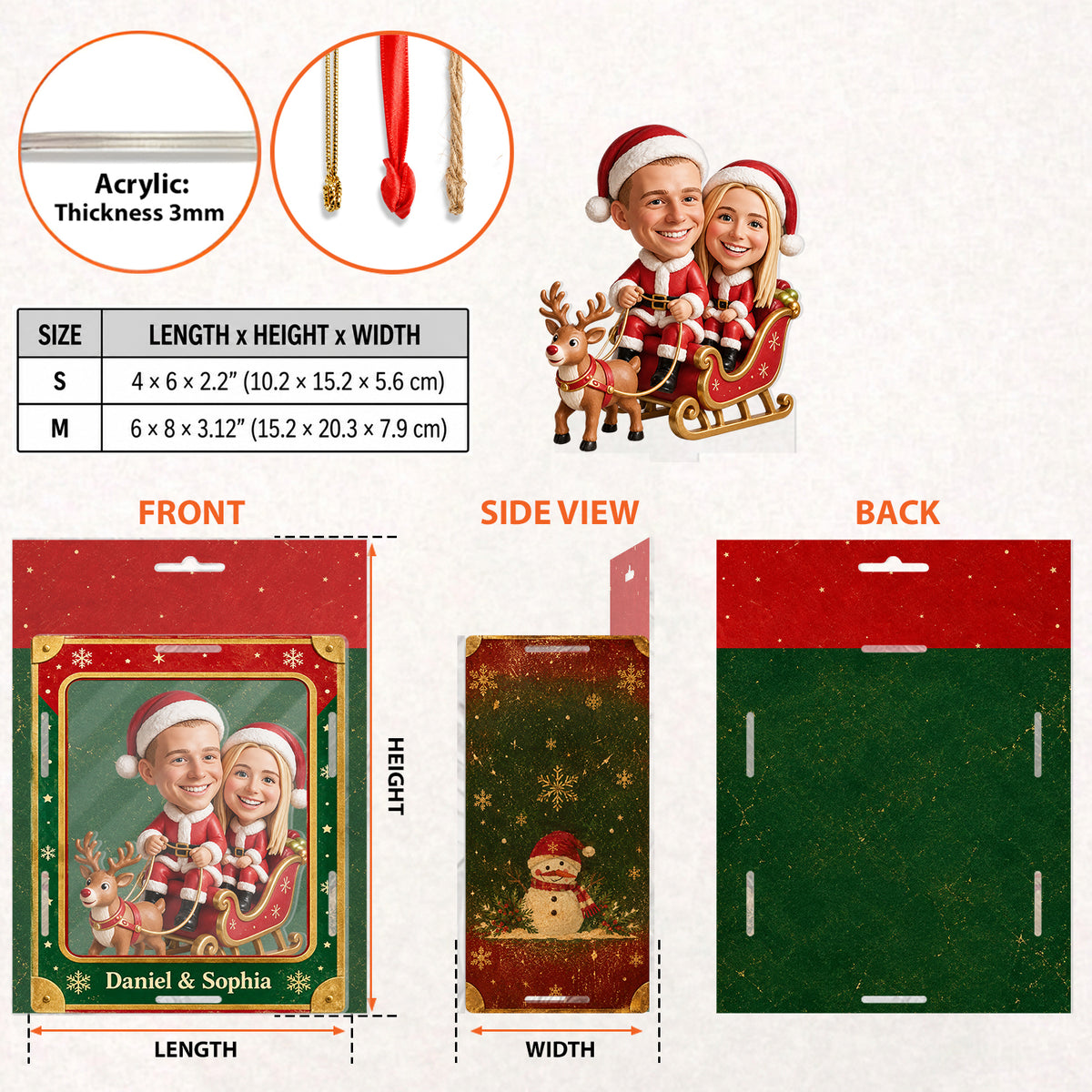 We're In a Sleigh - Personalized Couple Acrylic Box Ornament