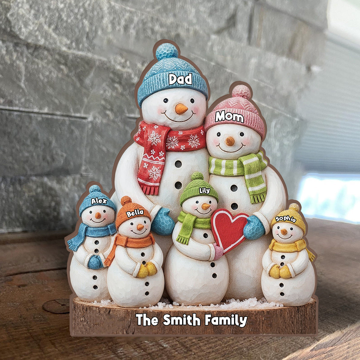 Frohe Weihnachten – Personalisierte, individuell geformte Holzplakette für die Familie