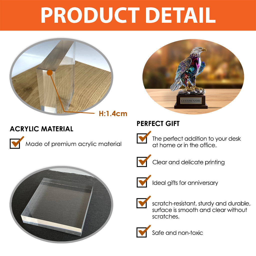 Strong Eagle - Personalized Bald Eagle Custom Shaped Acrylic Plaque