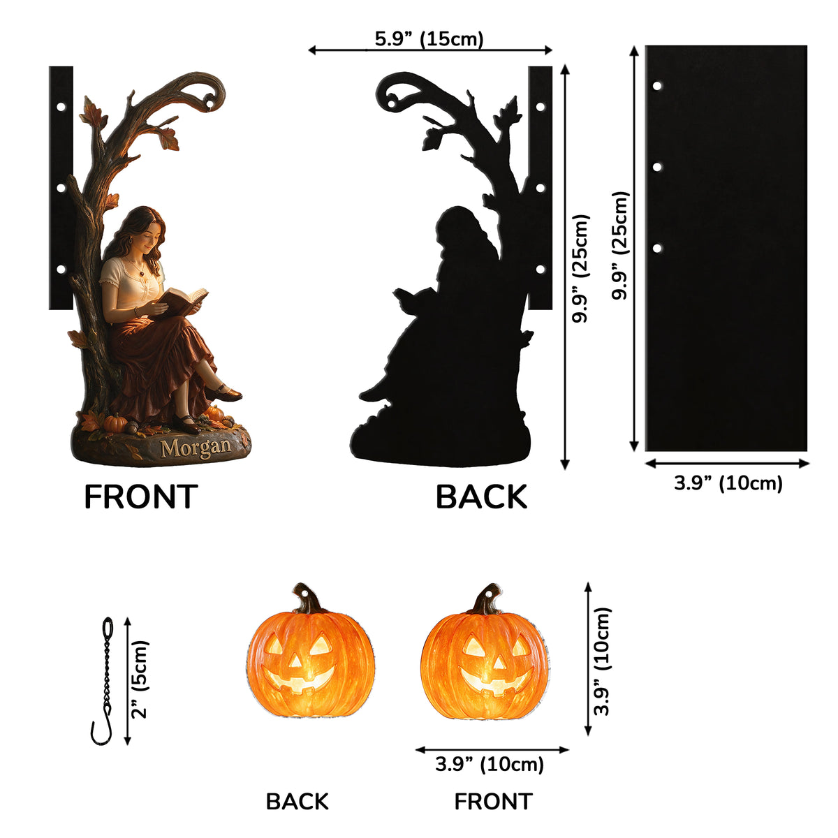 Pumpkin Book Nook Lamp - Personalized Book Bookshelf Lamp