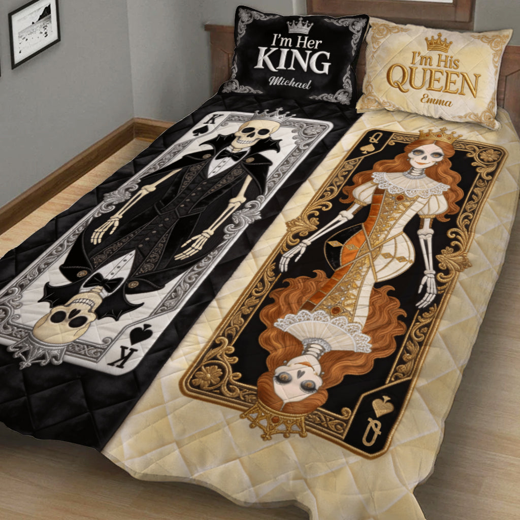 Her King His Queen - Personalized Skull Quilt Set