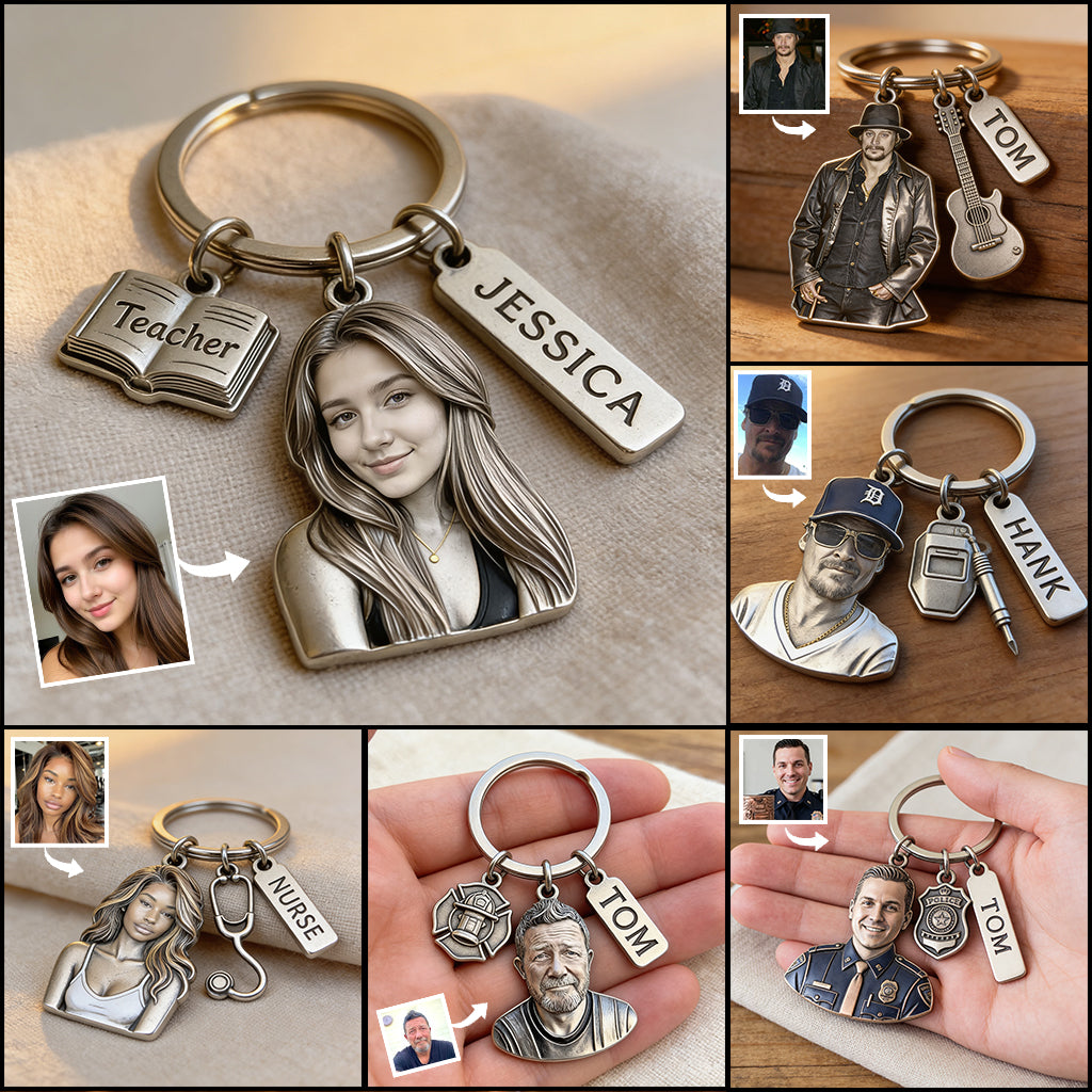 Personalisierter Schlüsselanhänger für Polizisten mit Anhängern