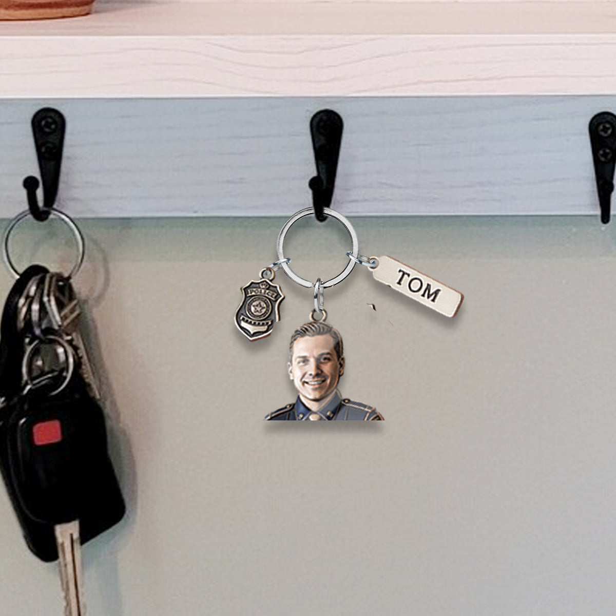 Personalisierter Schlüsselanhänger für Polizisten mit Anhängern