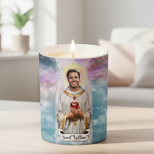 Jesus-Gebet-Geschenkidee – Personalisierte christliche Kerze mit Holzdeckel