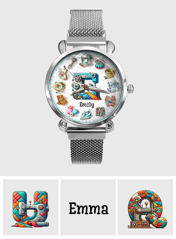 Nähen ist meine Therapie – Personalisierte Nähuhr für Damen 