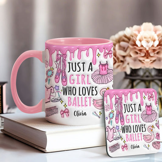 Einfach ein Mädchen, das Ballett liebt – personalisierte Tasse mit Ballett-Motiv