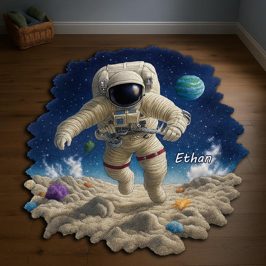 Space And Astronaut - Personalized Kid Shaped Doormat/ Rug
