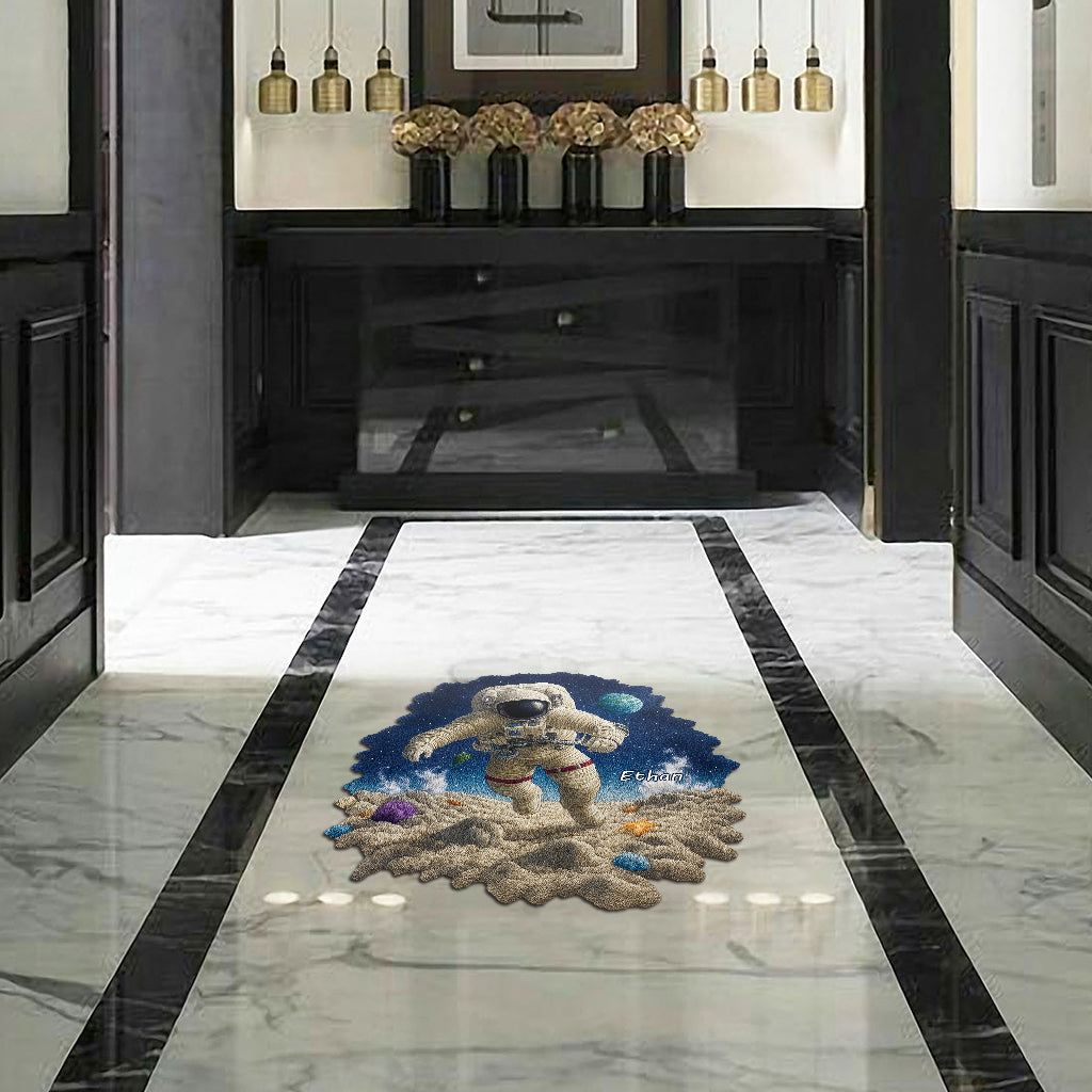 Space And Astronaut - Personalized Kid Shaped Doormat/ Rug