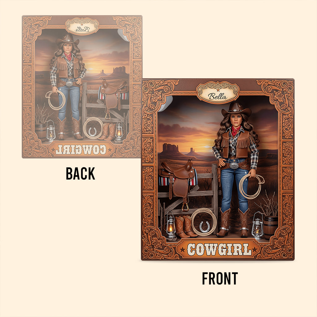 Geschenk für Cowgirls – Personalisierte Acrylplakette in Cowgirl-Form