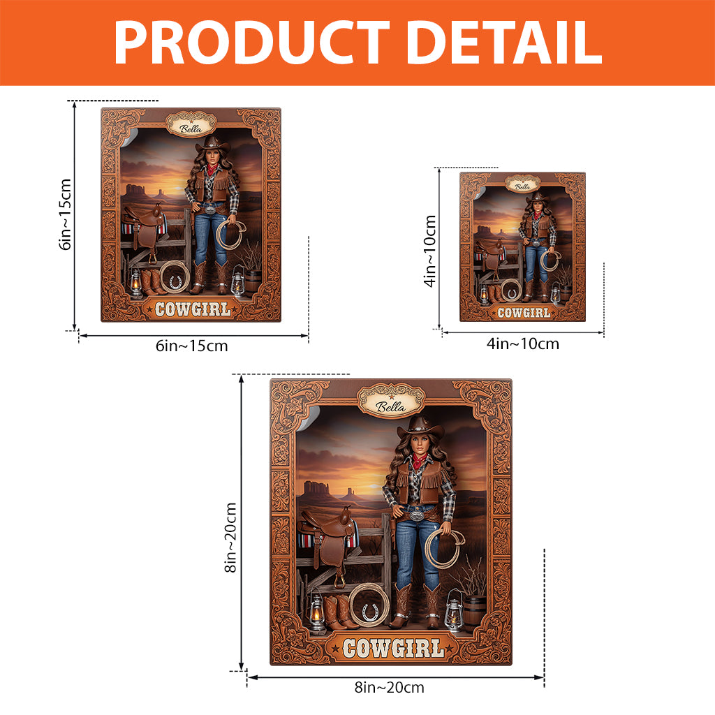 Geschenk für Cowgirls – Personalisierte Acrylplakette in Cowgirl-Form