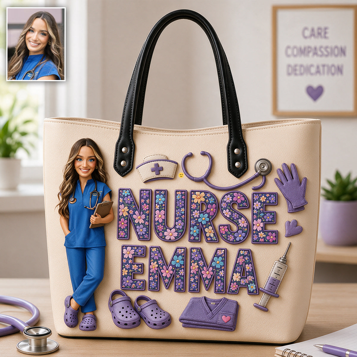 Any Title Gift For Nurses - Personalized Nurse Leather Bag
