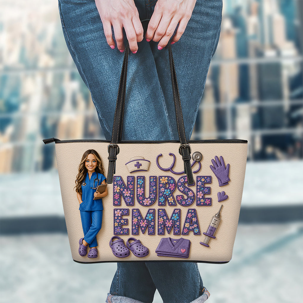 Any Title Gift For Nurses - Personalized Nurse Leather Bag