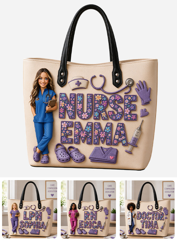 Any Title Gift For Nurses - Personalized Nurse Leather Bag