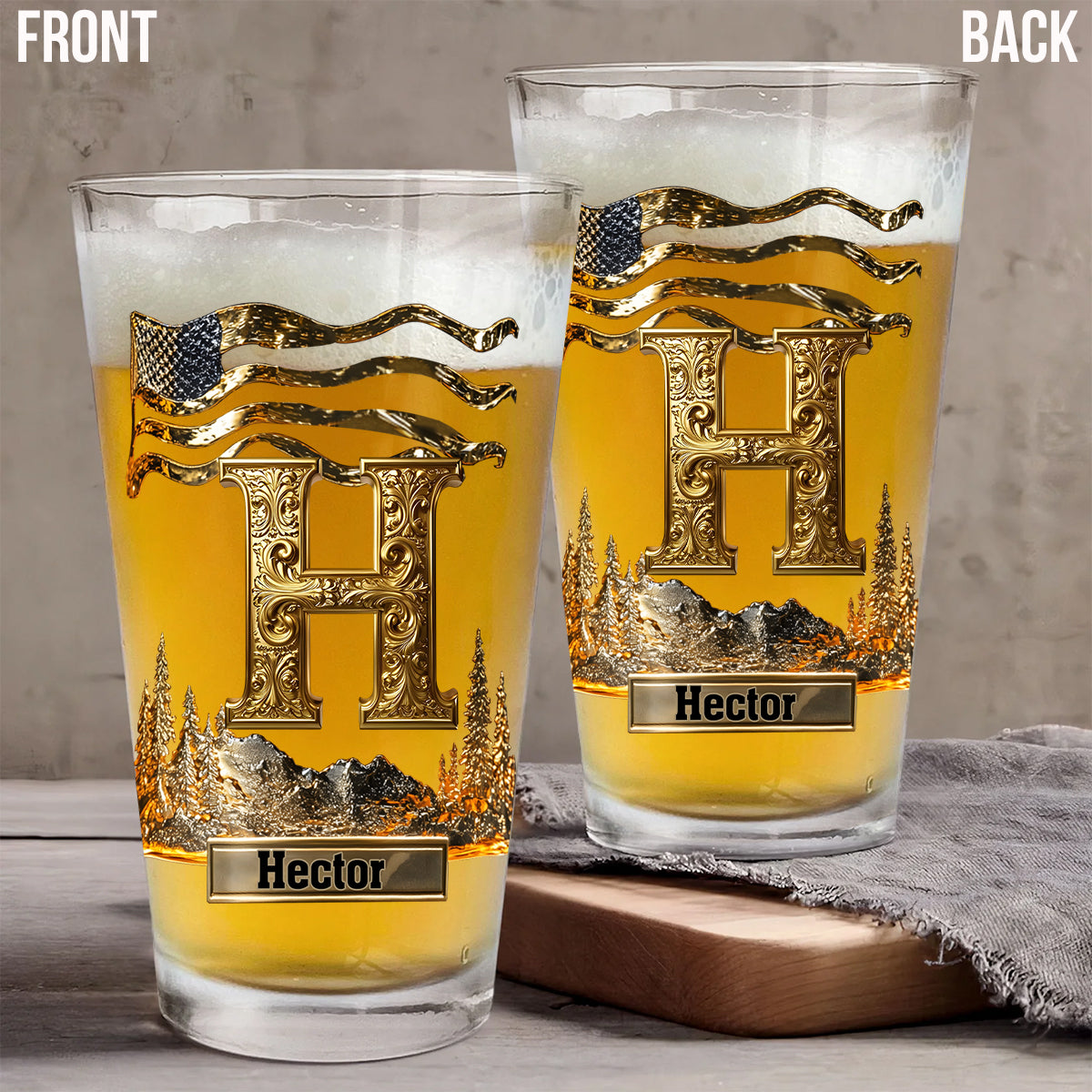 Alphabet Initial For Beer Lovers - Personalized Whisky Beer Glass