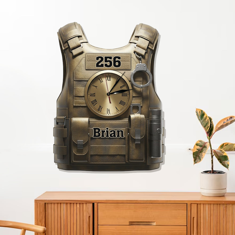 Serve And Protect - Personalized Police Officer LED Light Wall Clock