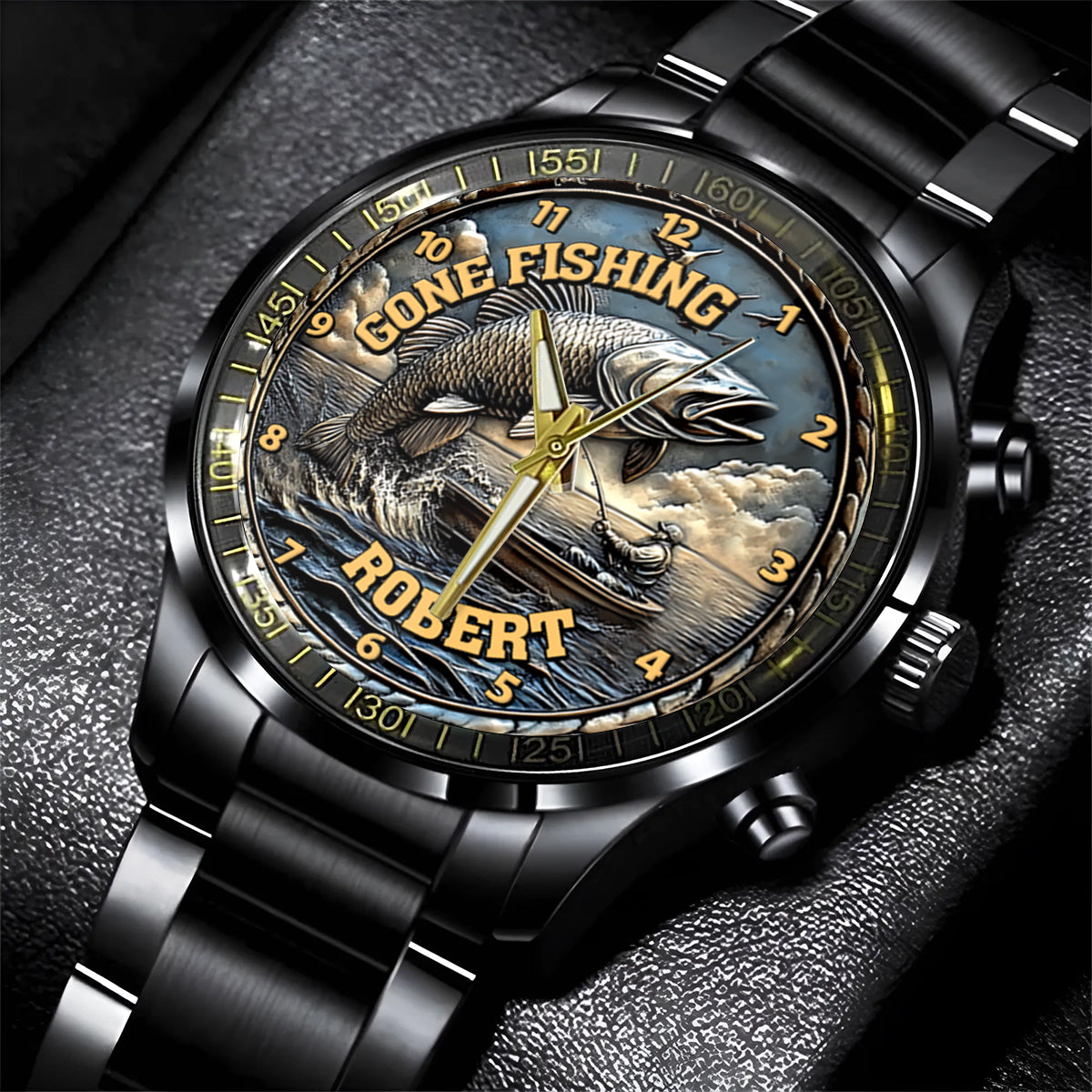 Gone Fishing - Personalisierte Angler-Handuhr