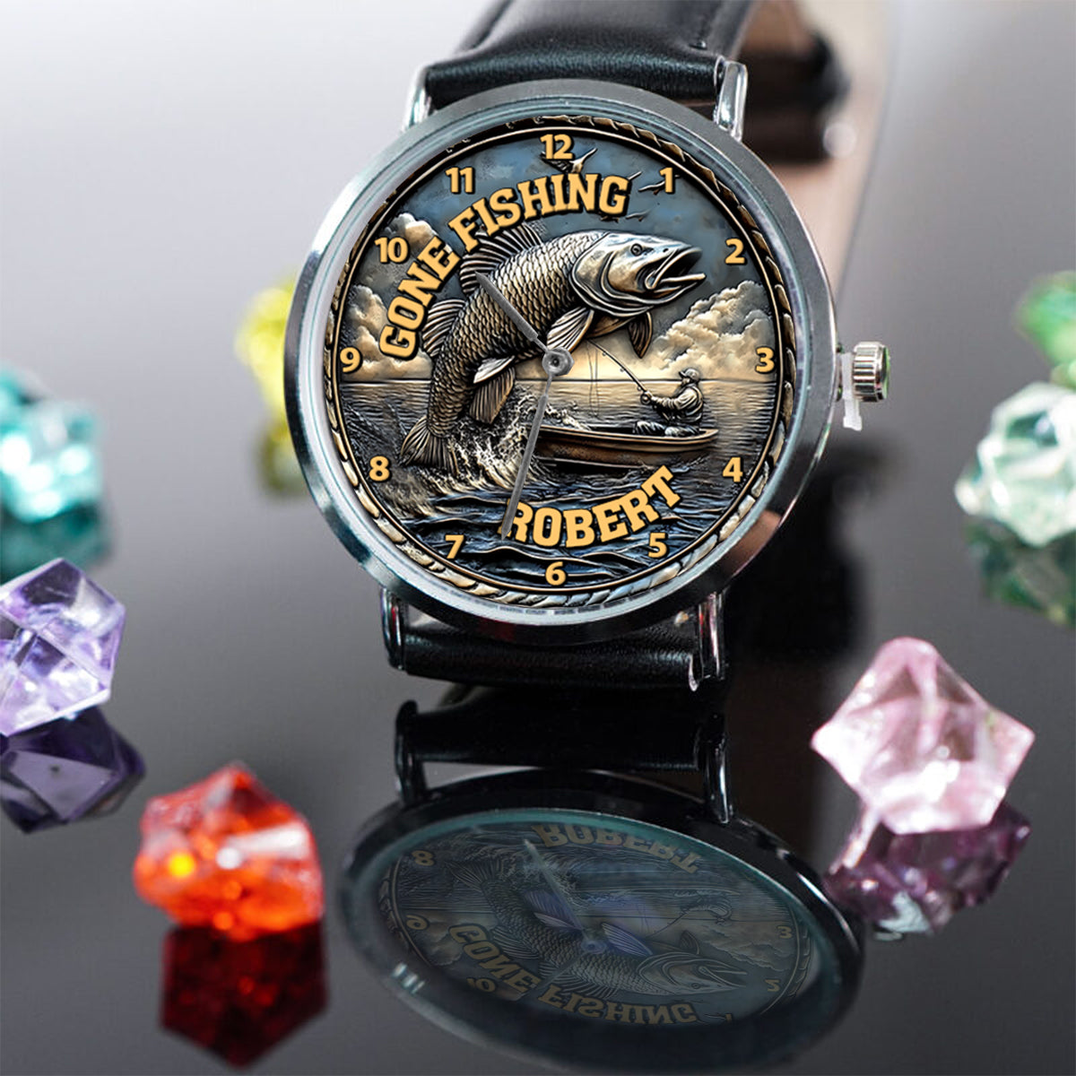 Gone Fishing - Personalisierte Angler-Handuhr