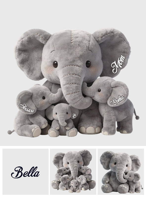 Mama Elephant - Personalized Mother Faux Fur Shaped Pillow