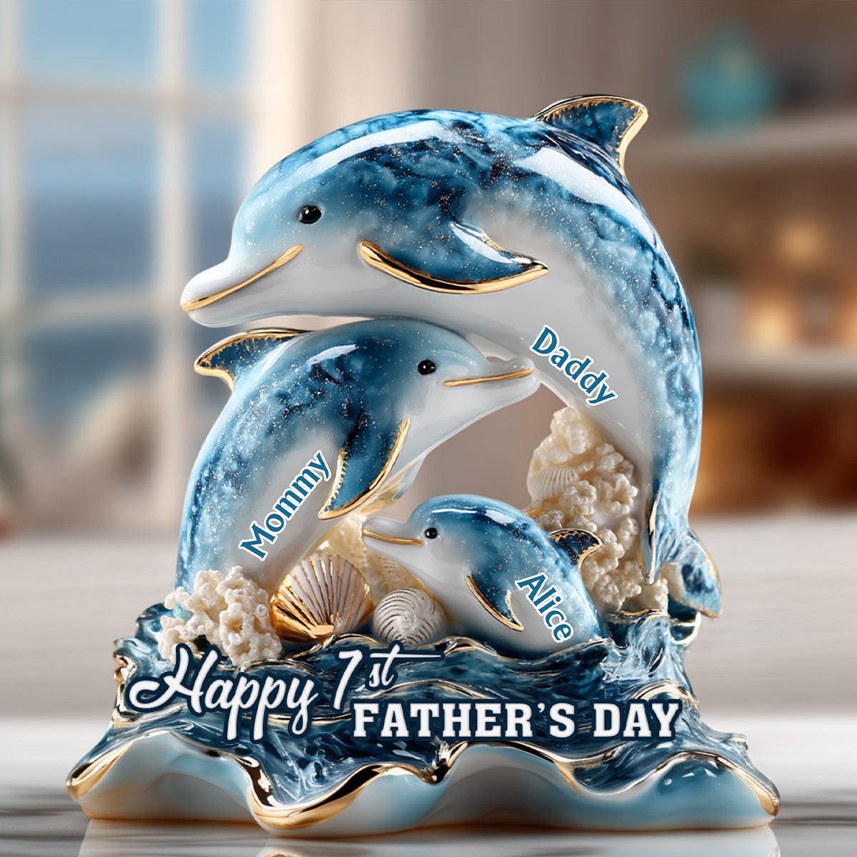 First Father's Day Family Whale - Personalized Father Custom Shaped Acrylic Plaque