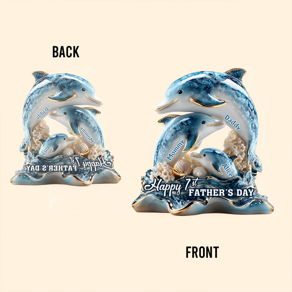 First Father's Day Family Whale - Personalized Father Custom Shaped Acrylic Plaque