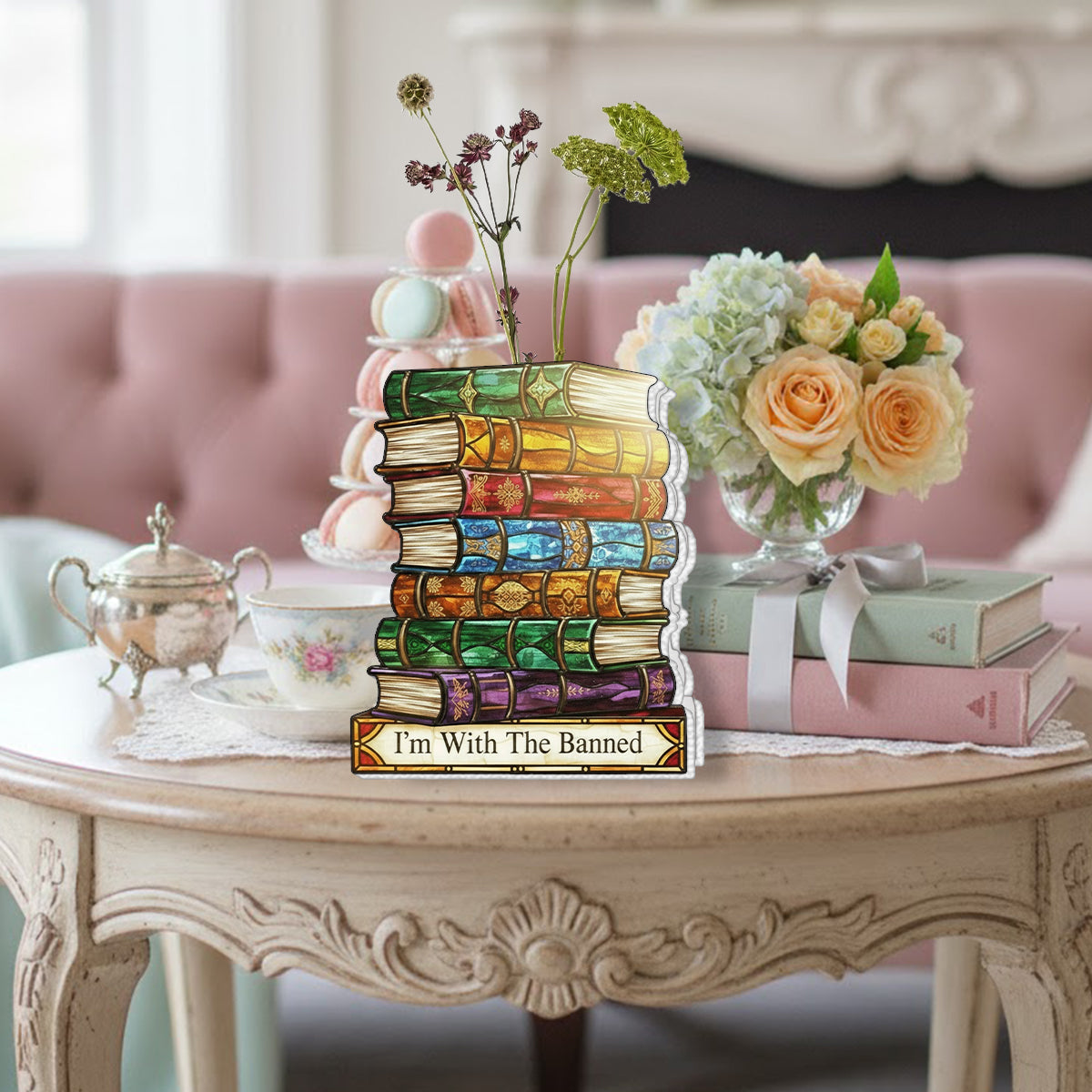 Ich bin bei den Verbotenen – Acryl-Blumenvase in Buchform