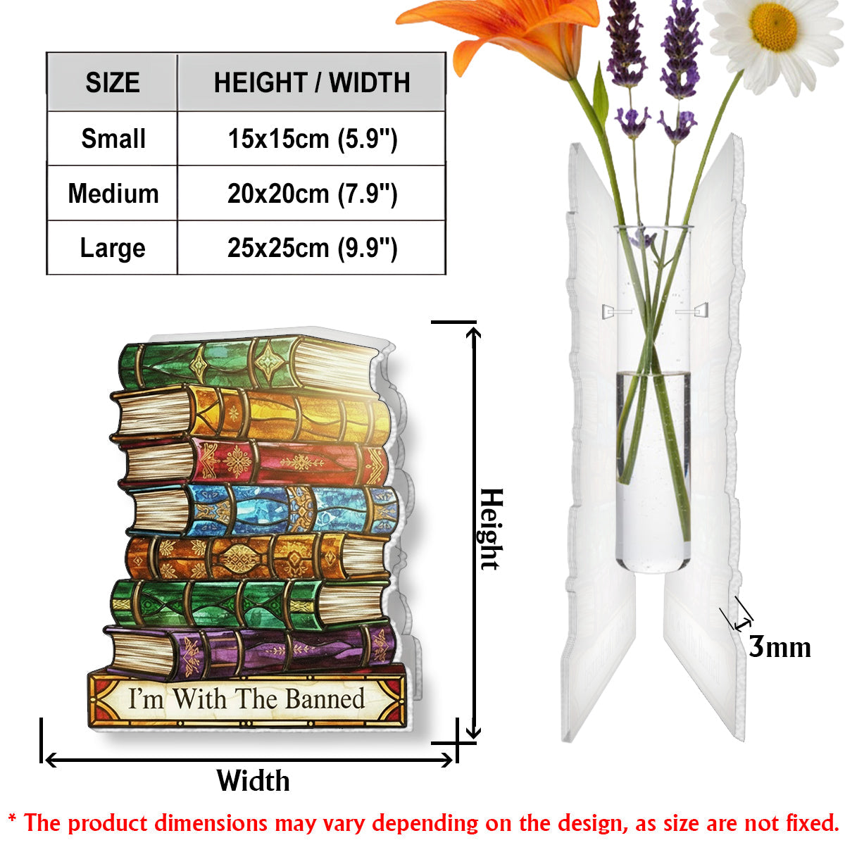 Ich bin bei den Verbotenen – Acryl-Blumenvase in Buchform